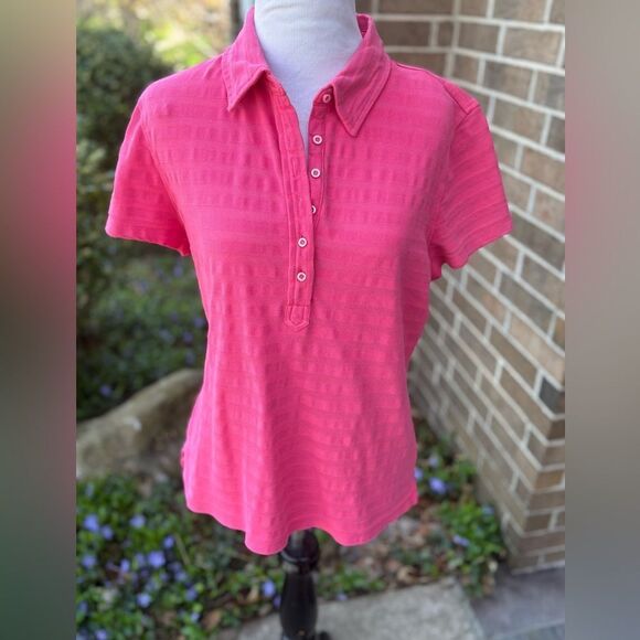 Izod Pink Fitted Button Down Shirt Polo Collar - Picture 1 of 4